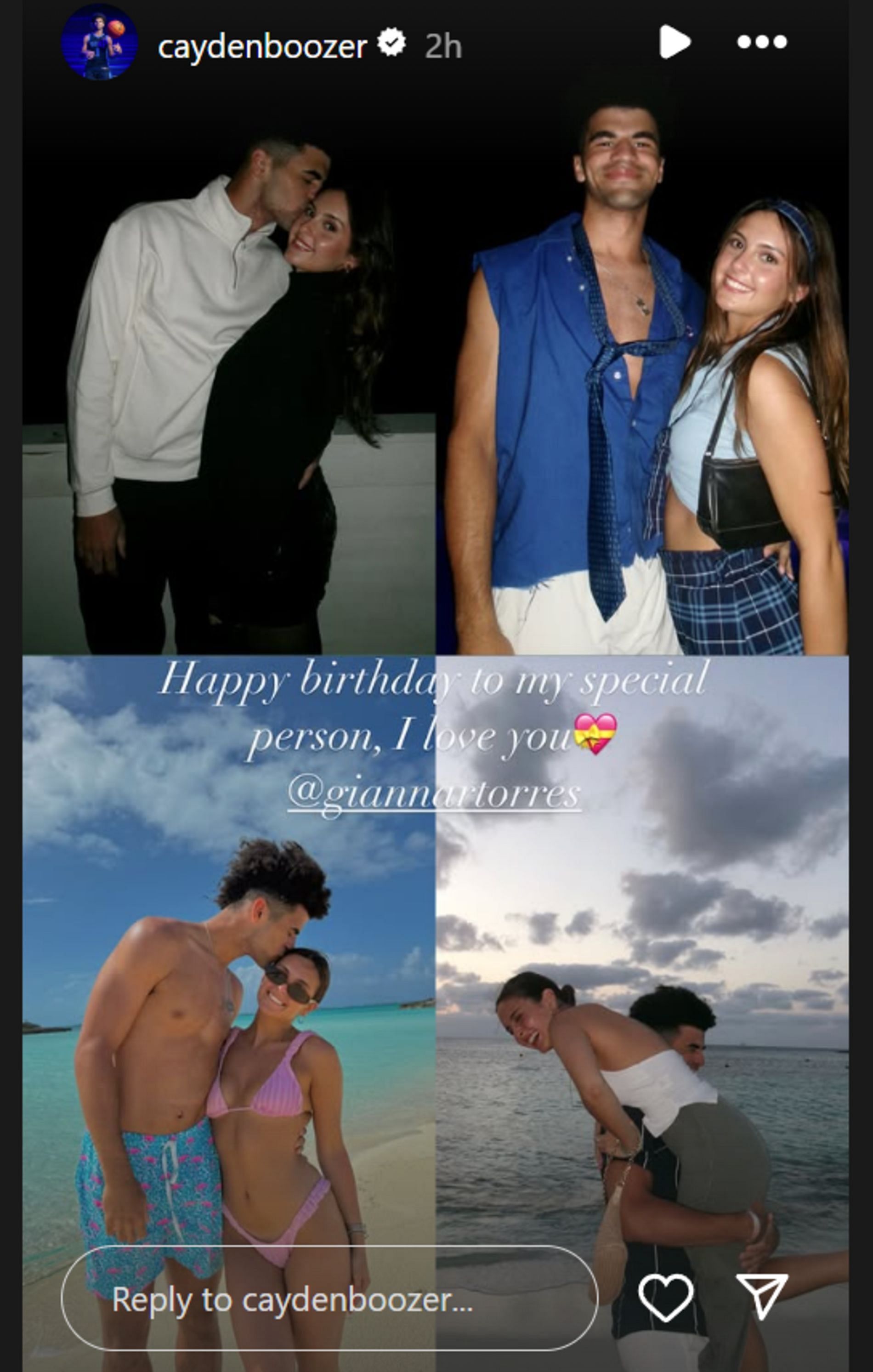 Cayden Boozer greets girlfriend Gianna Rose a happy birthday (source: IG/caydenboozer)